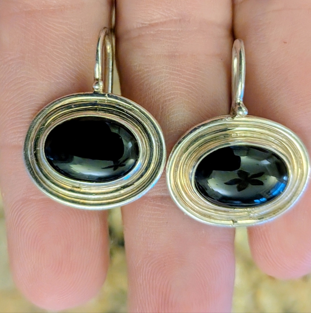 Vintage Rare Robert Lee Morris Sterling Silver & Onyx Earrings